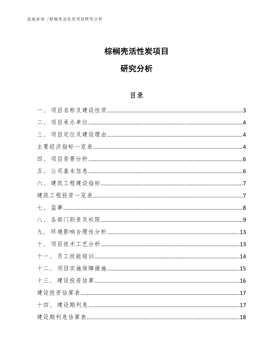 棕榈壳活性炭项目研究分析（模板）_第1页