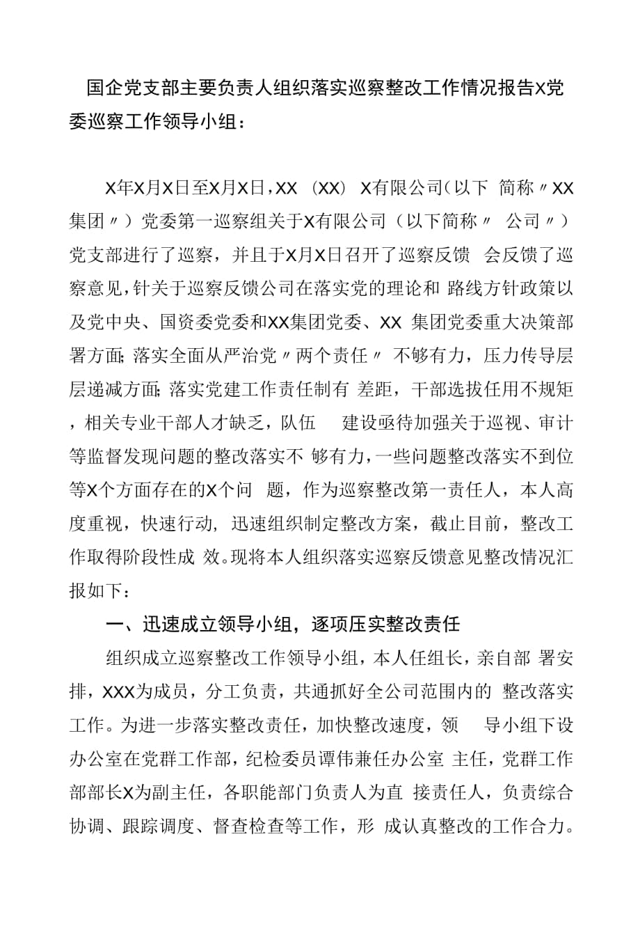 国企公司落实巡察整改工作情况报告.docx_第1页