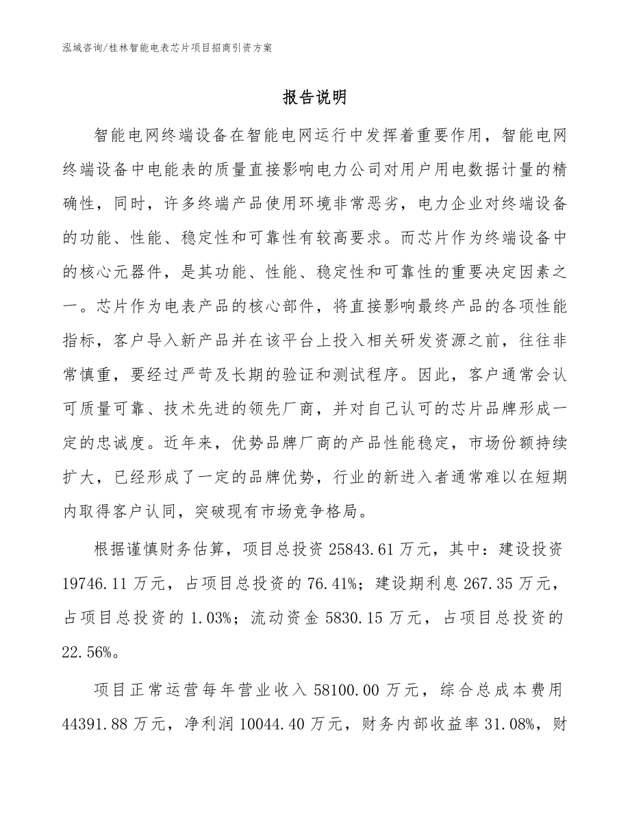 桂林智能电表芯片项目招商引资方案_模板_第1页
