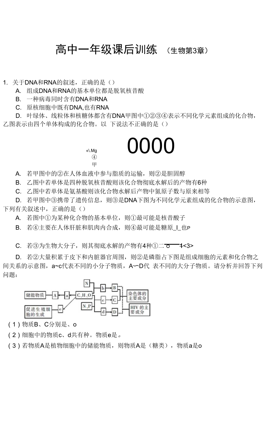 高中一年級(jí)課后訓(xùn)練 (生物第3章).docx_第1頁(yè)