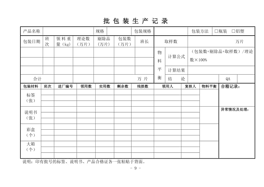 批包装生产记录_第1页