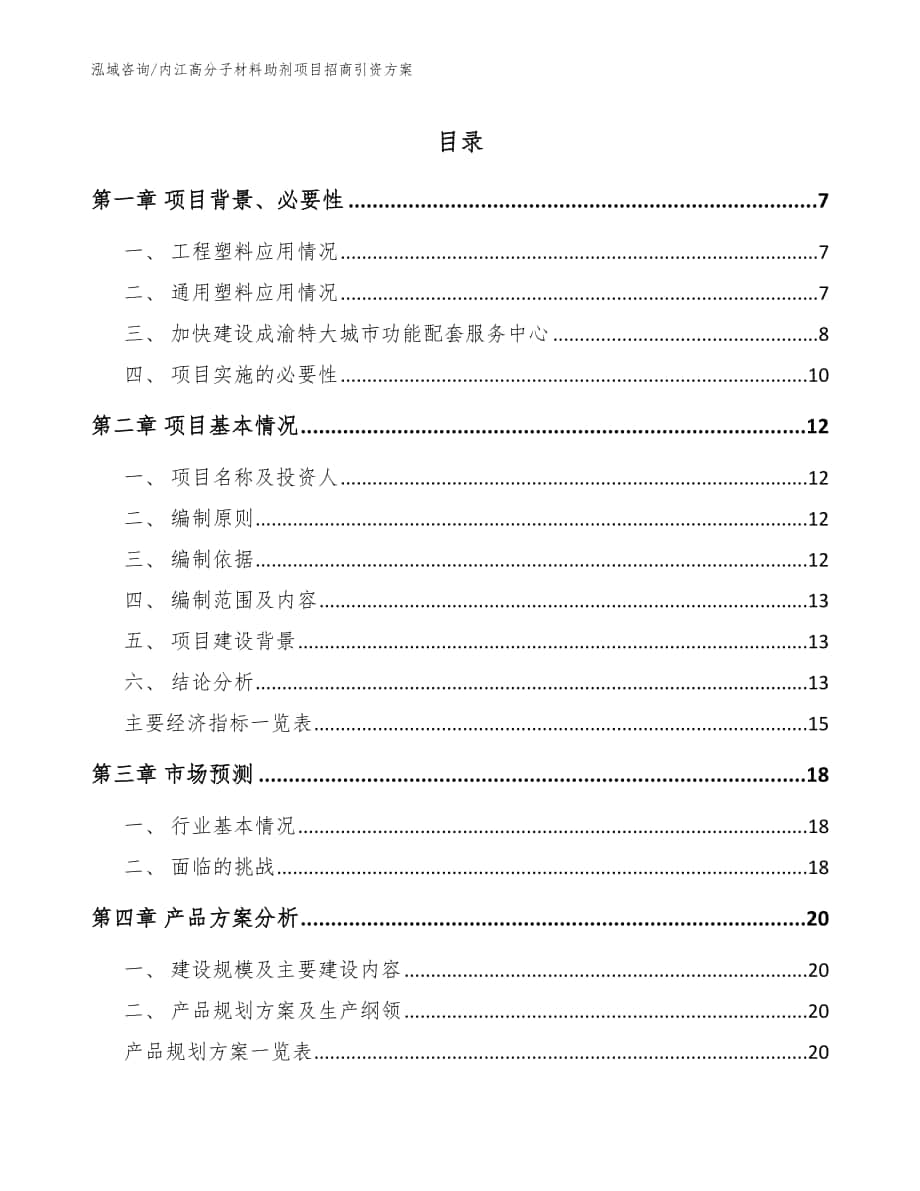 内江高分子材料助剂项目招商引资方案_模板范本_第1页