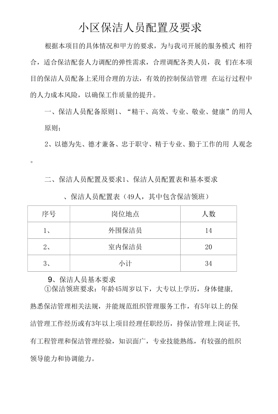 小区保洁人员配置及要求.docx_第1页