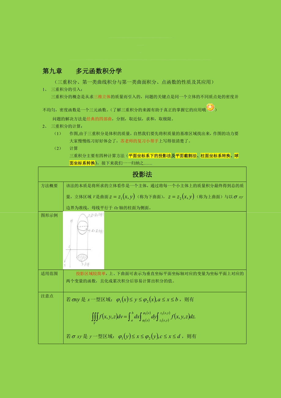 第九章多元函数积分学总结_第1页