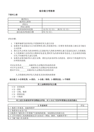 房地產(chǎn)企業(yè)管理 綜合能力考核表