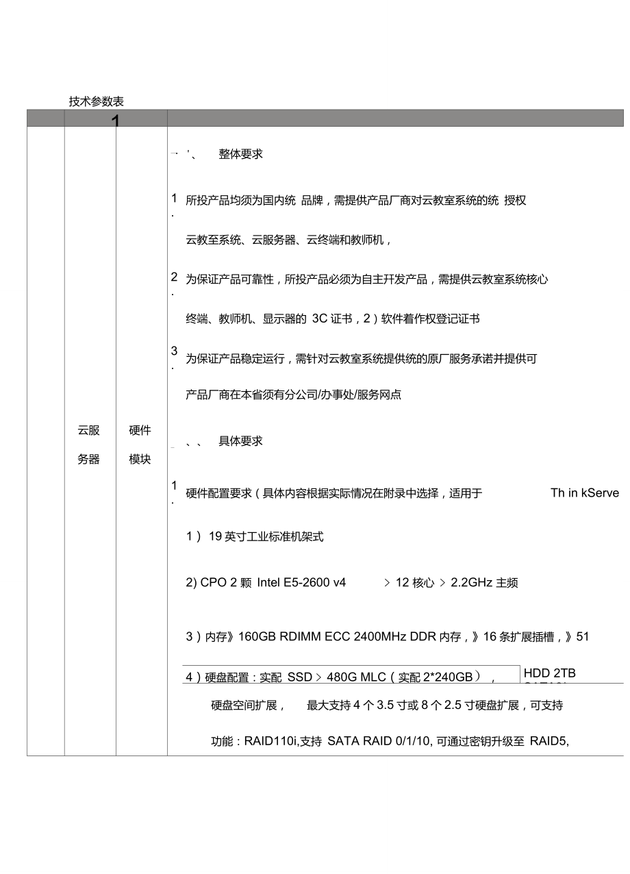 联想云教室招标参数V有效最低价带控标项说明现场演示_第1页