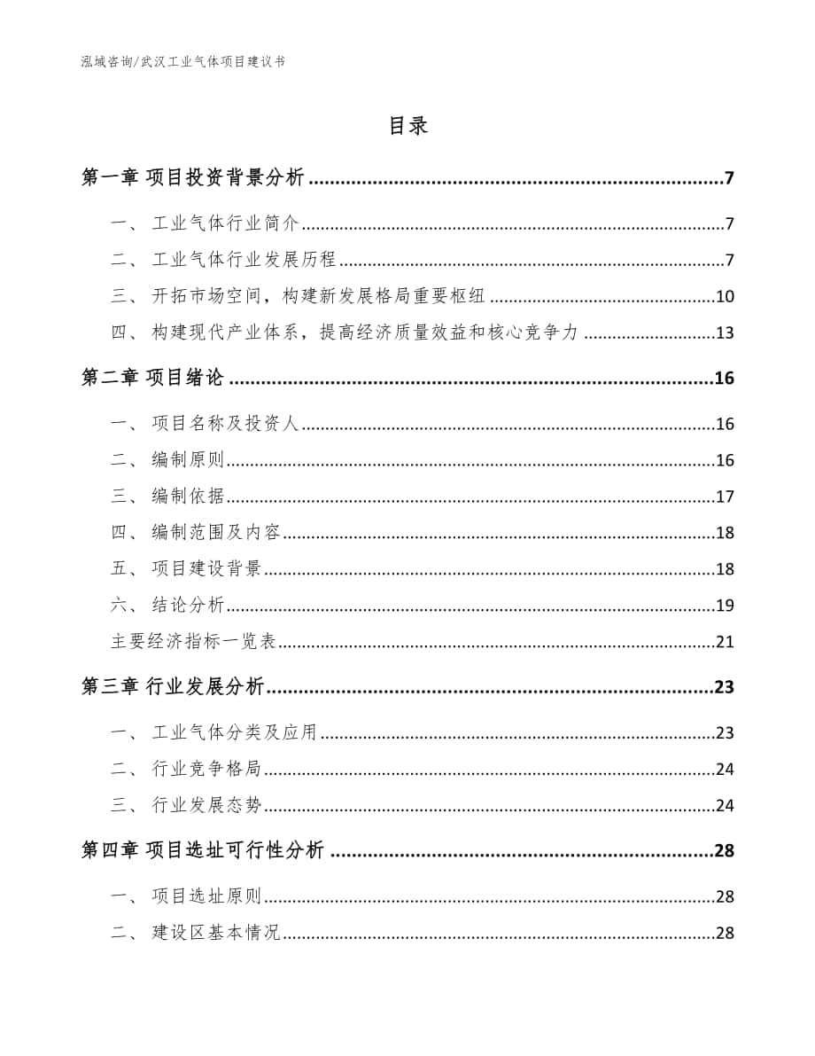 武汉工业气体项目建议书_参考模板_第1页