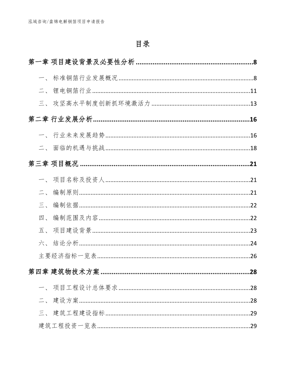 盘锦电解铜箔项目申请报告_范文参考_第1页