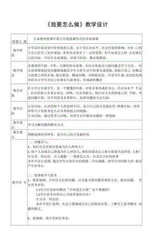 小學(xué)心理健康 生命教育 《我要怎么做》教學(xué)設(shè)計(jì).docx