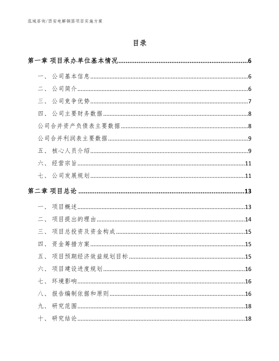 西安电解铜箔项目实施方案【模板】_第1页