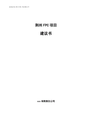 荆州FPC项目建议书【范文参考】