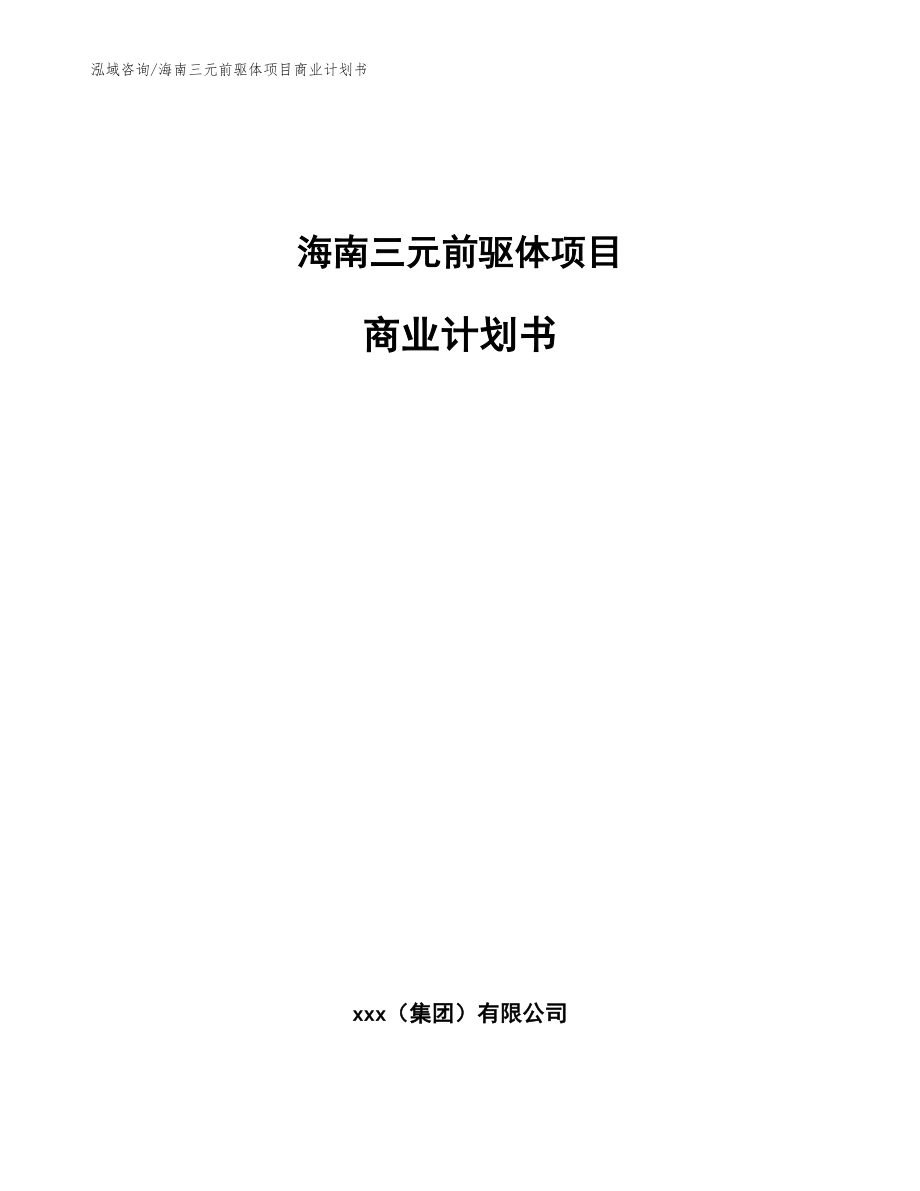 海南三元前驱体项目商业计划书（参考范文）_第1页