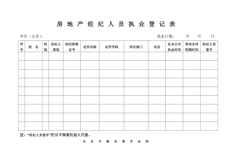 房地产经纪人执业登记表_第1页