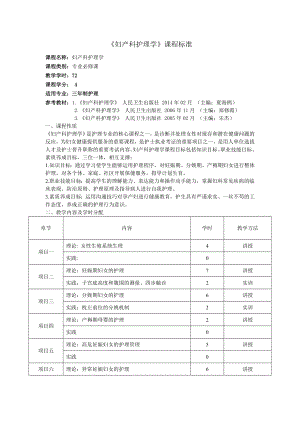 婦產(chǎn)科護(hù)理學(xué)課程標(biāo)準(zhǔn)