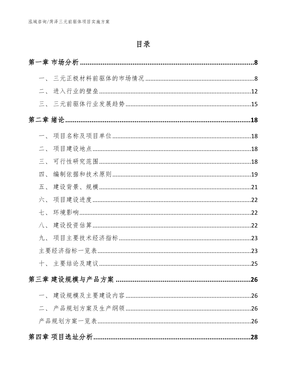 菏泽三元前驱体项目实施方案_范文模板_第1页