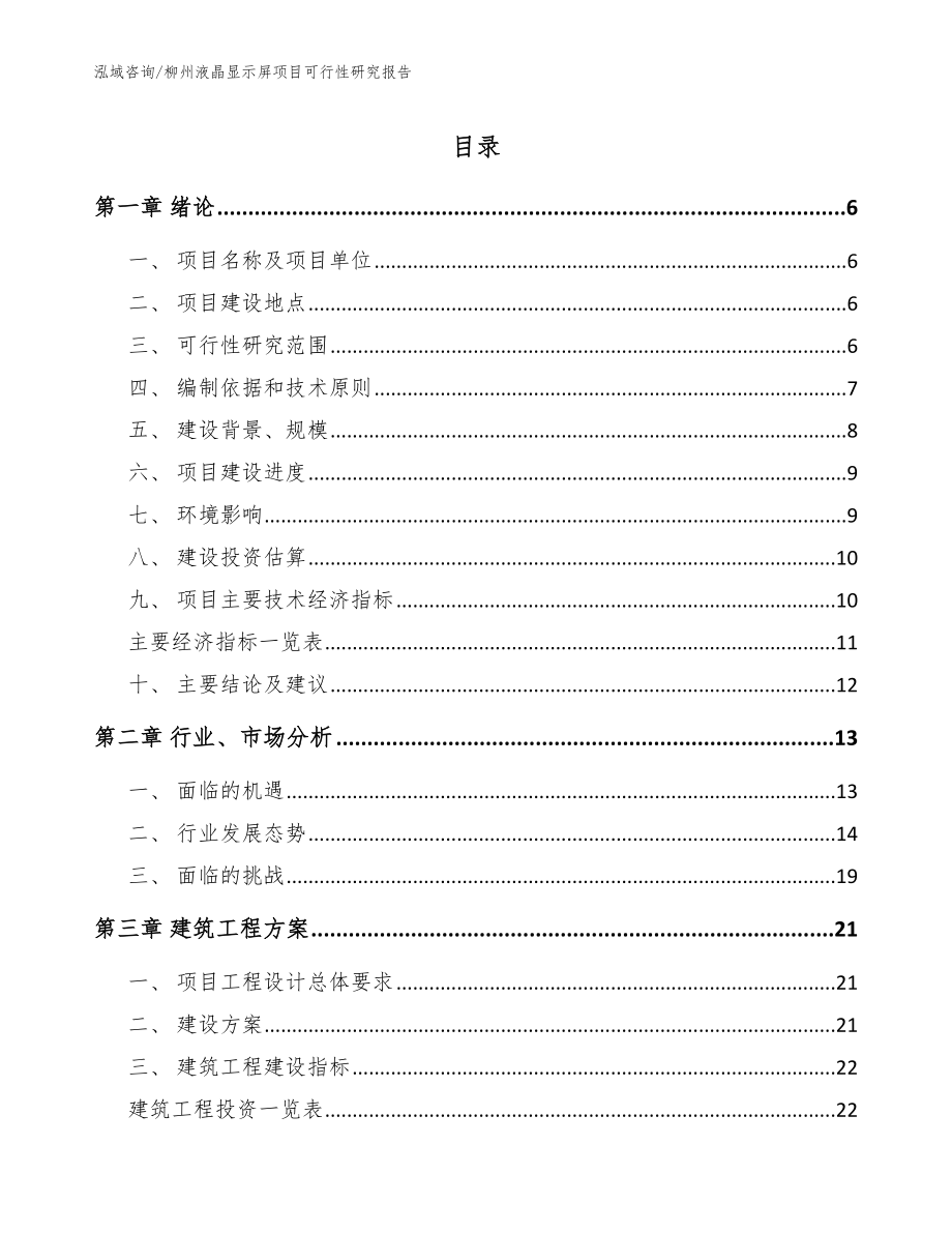 柳州液晶显示屏项目可行性研究报告_范文模板_第1页