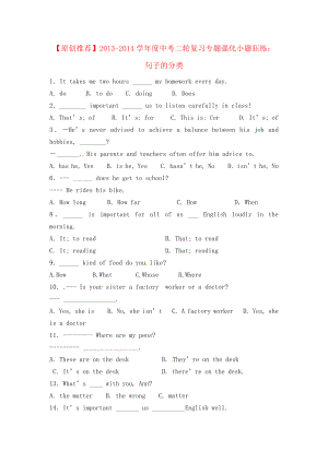 中考英语二轮复习专题练习：句子的分类（11页含答案解析）