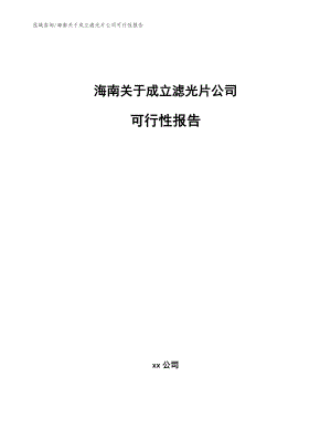 海南关于成立滤光片公司可行性报告【参考范文】