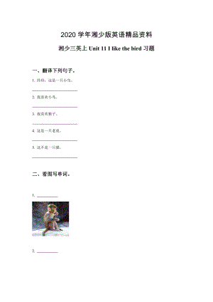 【湘少版】英語(yǔ)三年級(jí)上冊(cè)Unit 11 I like the bird.習(xí)題