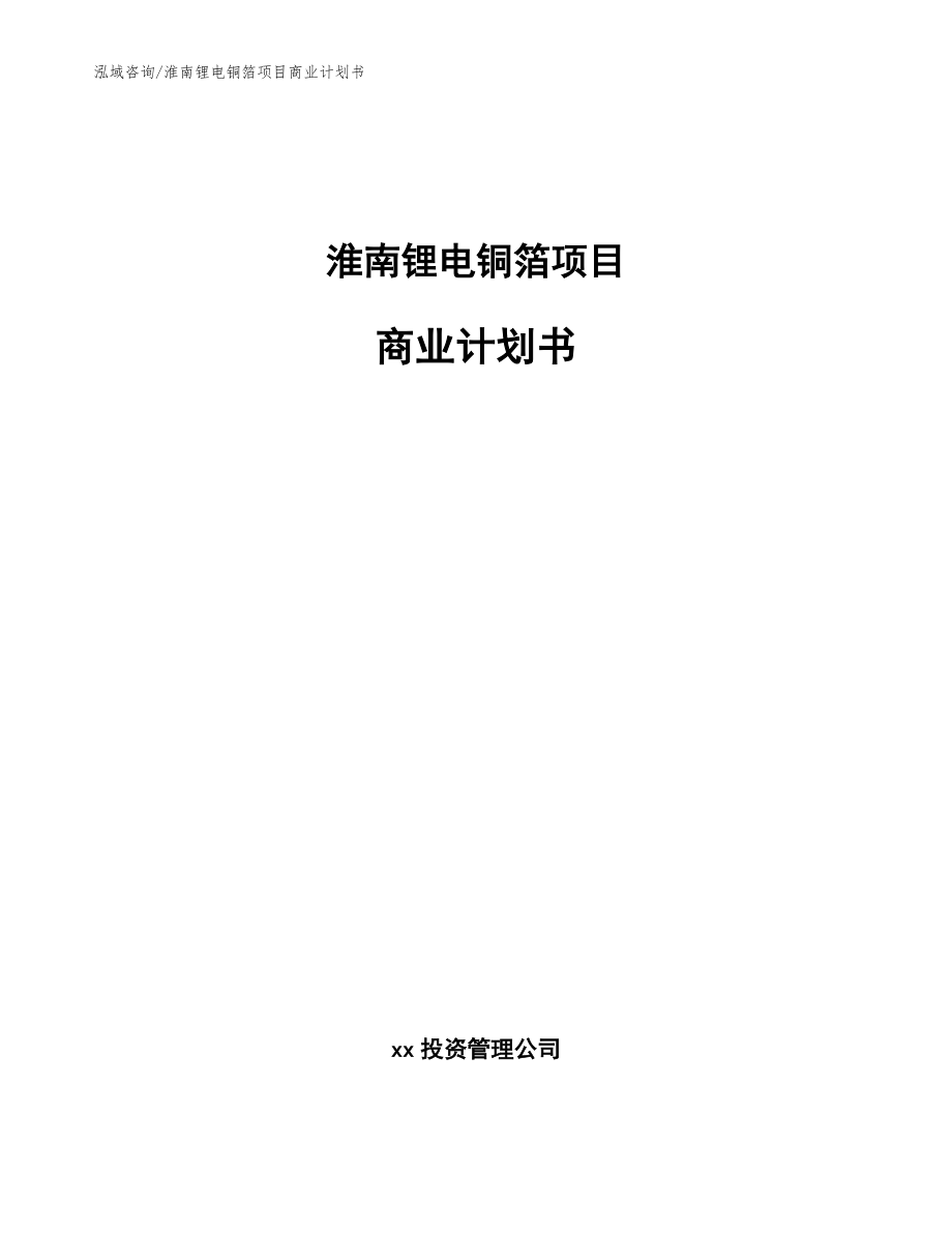 淮南锂电铜箔项目商业计划书_模板_第1页