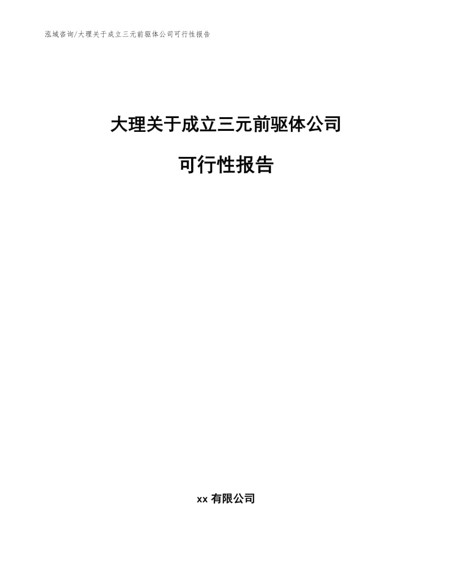 大理关于成立三元前驱体公司可行性报告范文模板_第1页