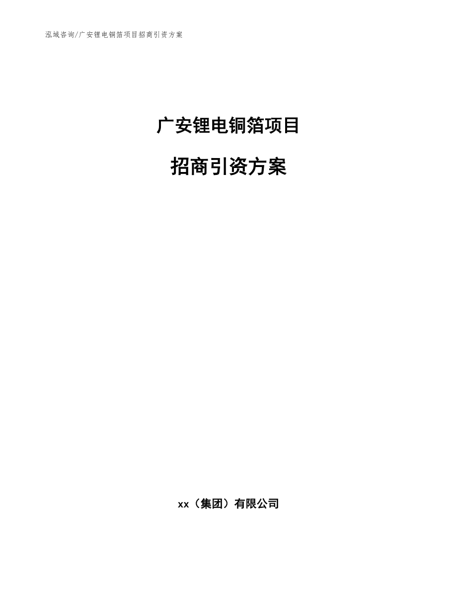 广安锂电铜箔项目招商引资方案模板_第1页