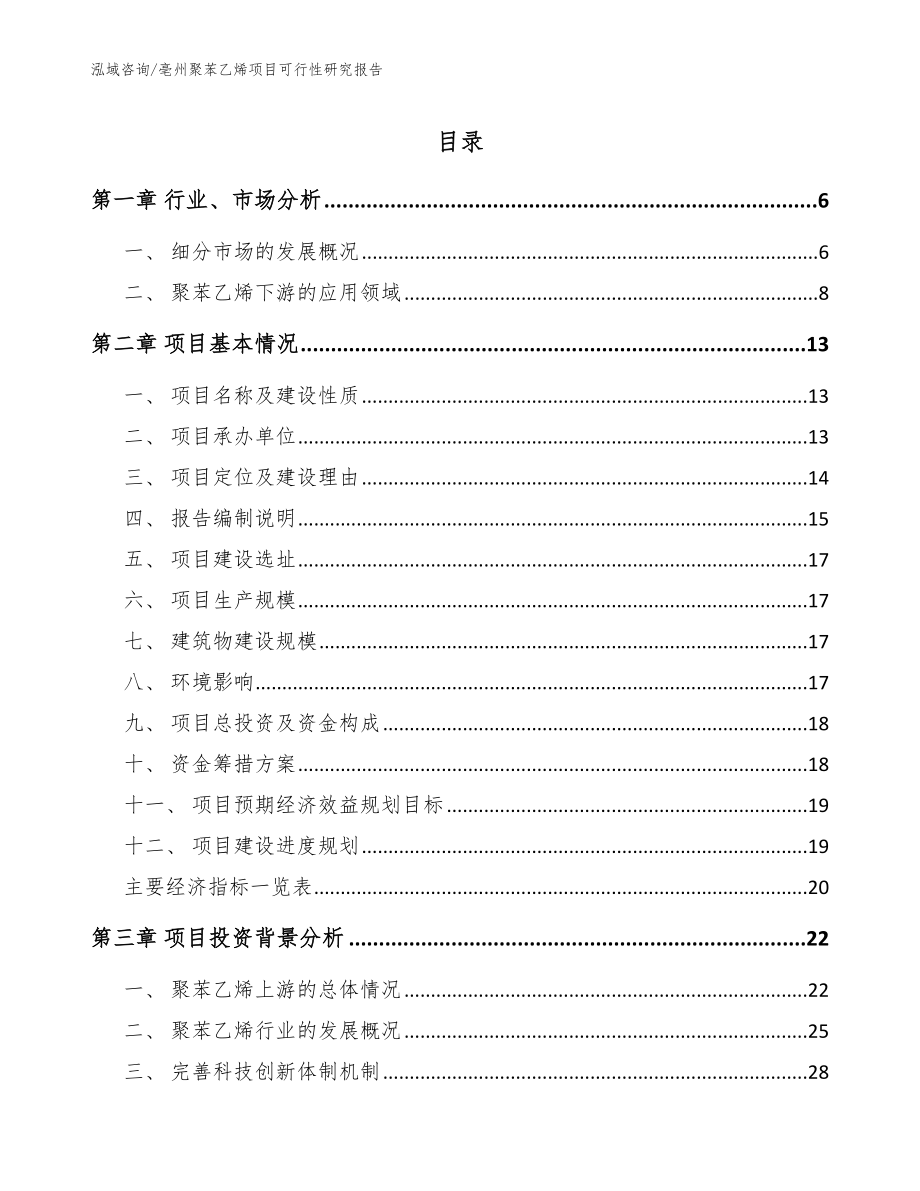 亳州聚苯乙烯项目可行性研究报告【范文】_第1页