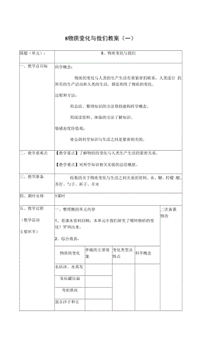 2022《物質(zhì)變化與我們 》教案（二篇）.docx