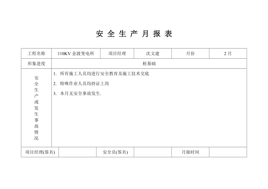 建筑安全生产月报表_第1页