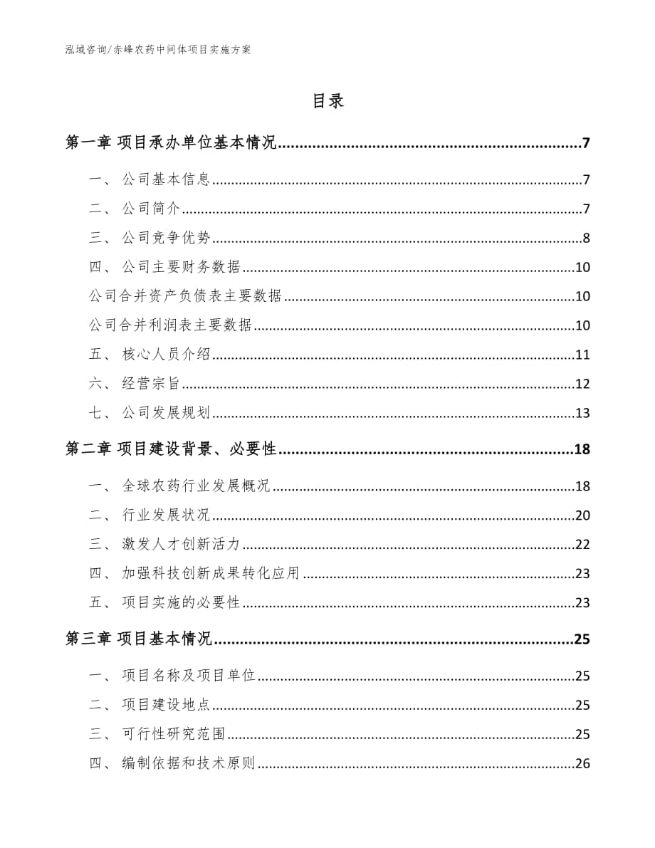 赤峰农药中间体项目实施方案_范文_第1页
