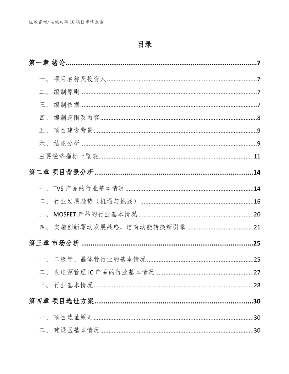 运城功率IC项目申请报告（模板参考）_第1页