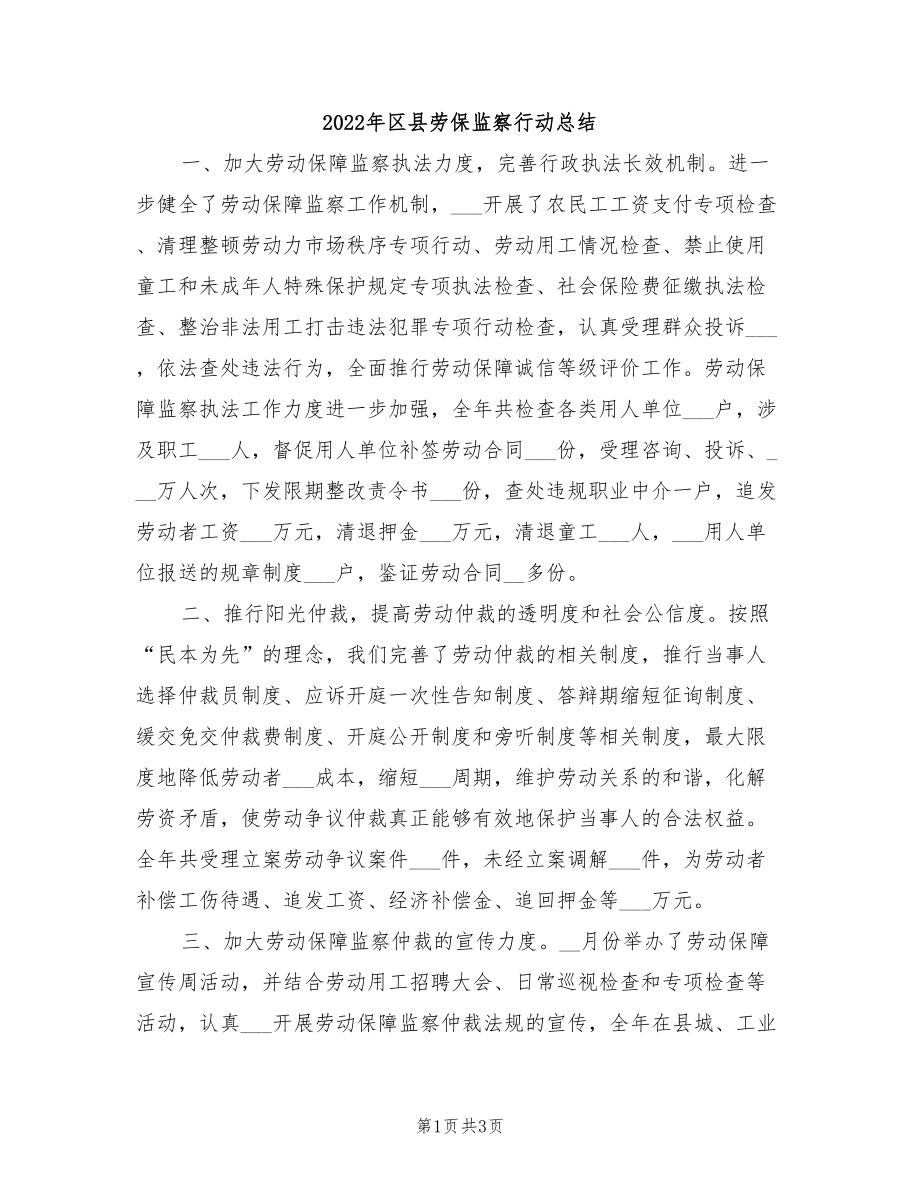 2022年区县劳保监察行动总结_第1页
