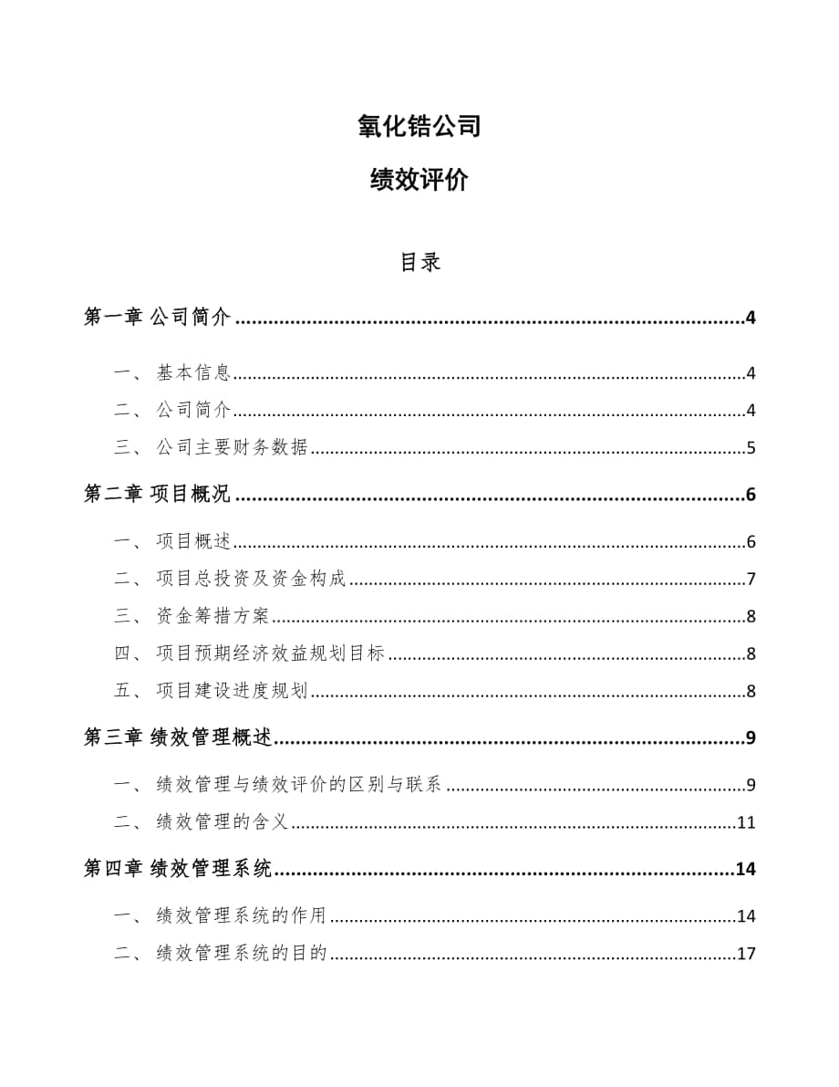 氧化锆公司绩效评价（范文）_第1页