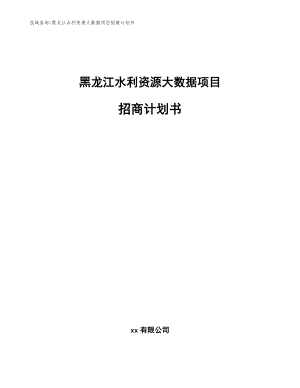 黑龍江水利資源大數(shù)據(jù)項(xiàng)目招商計(jì)劃書模板范文