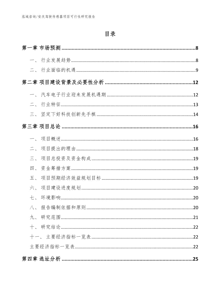 安庆驾驶传感器项目可行性研究报告范文参考_第1页