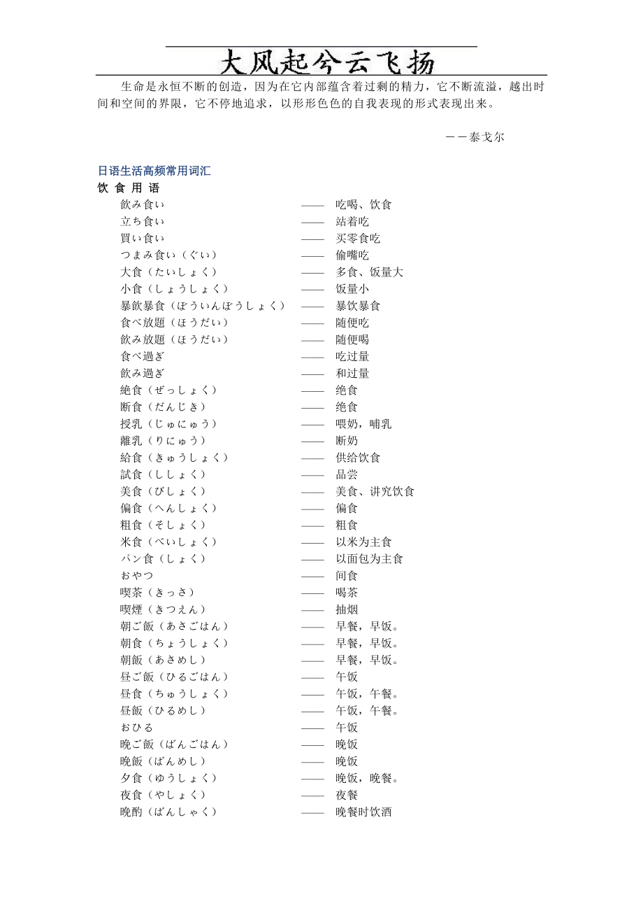 Tzqsmw日语生活高频常用词汇_第1页