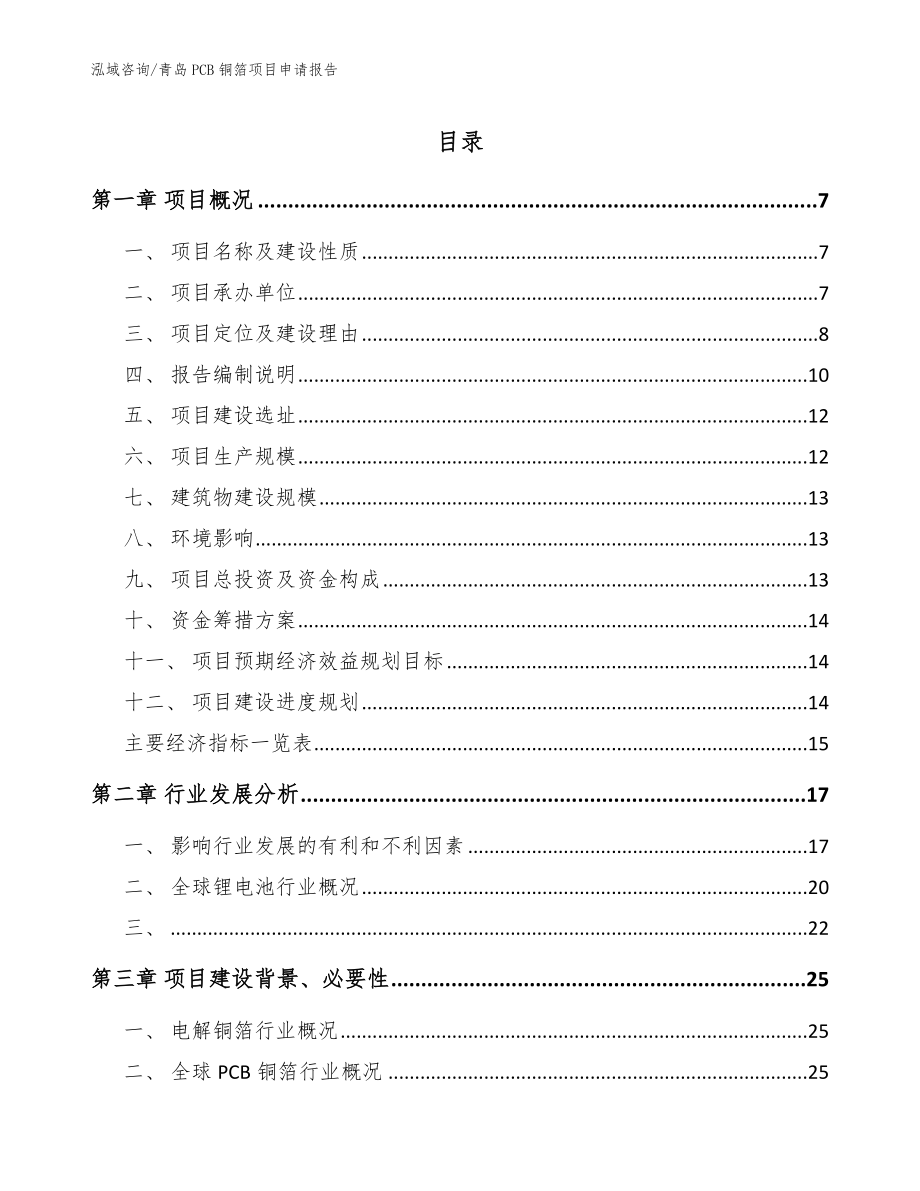 青岛PCB铜箔项目申请报告_范文模板_第1页