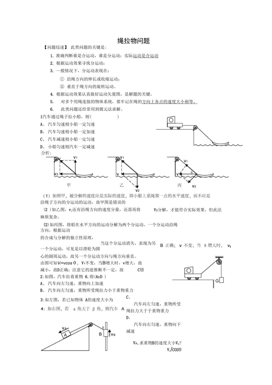 曲线运动绳拉物问题_第1页