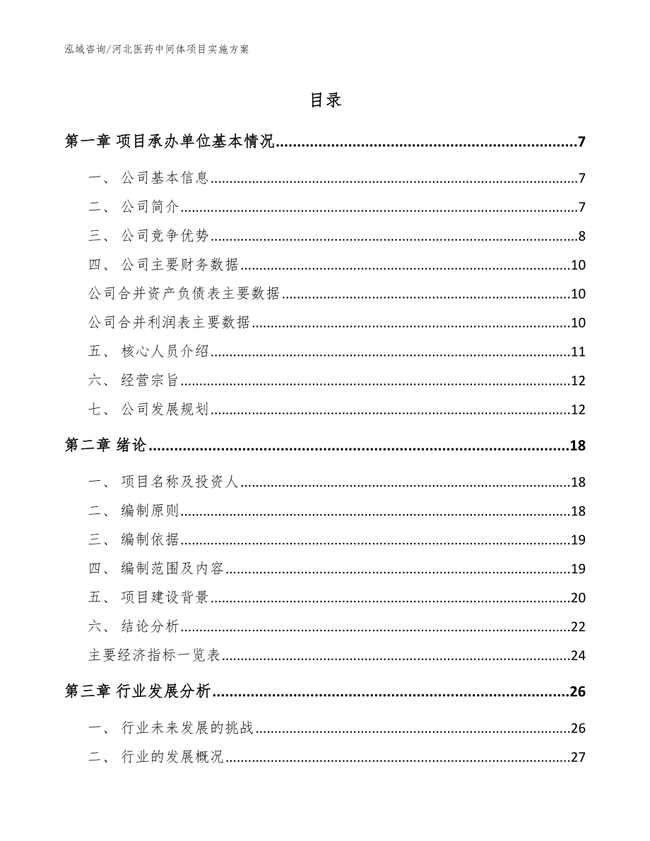 河北医药中间体项目实施方案_范文_第1页