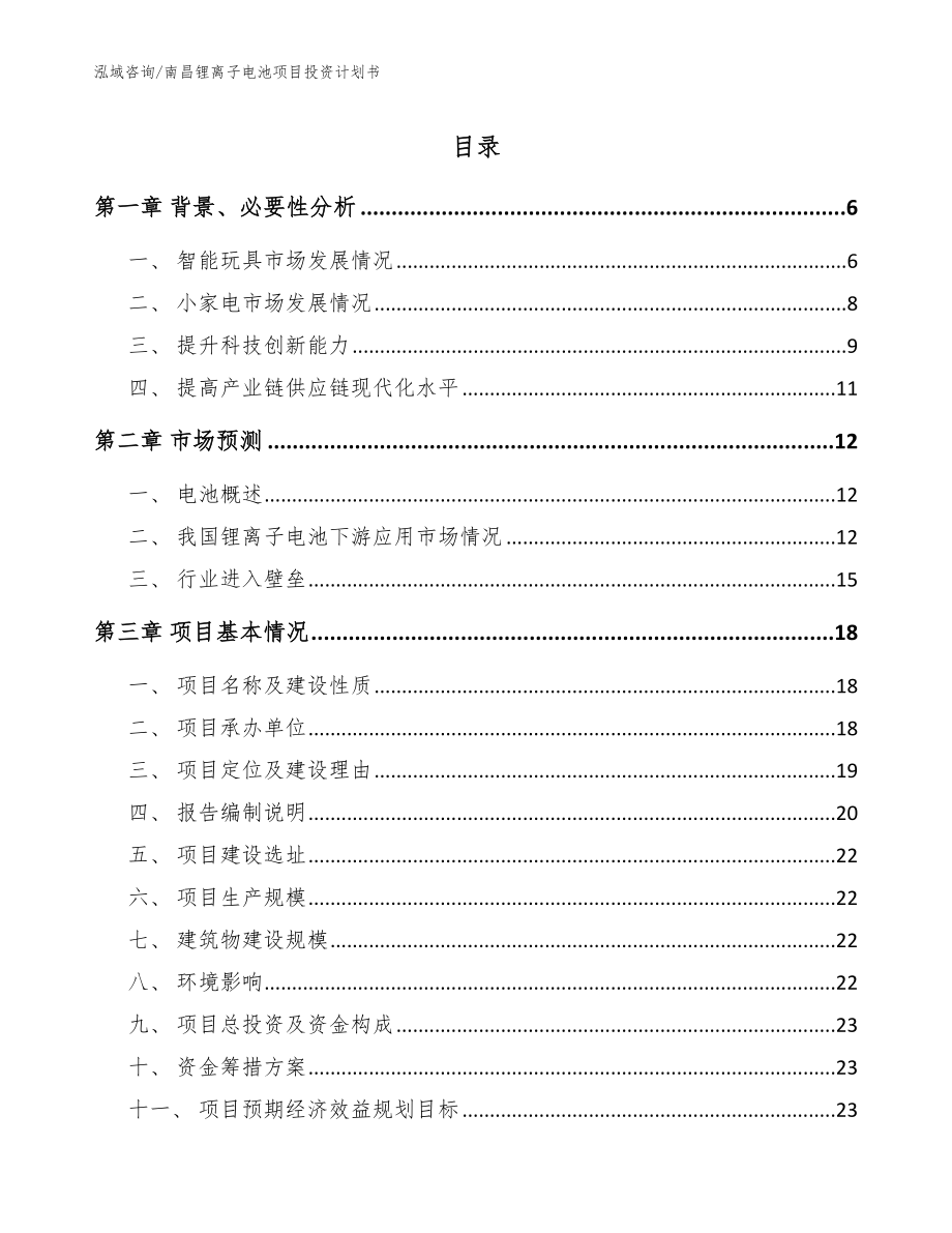 南昌锂离子电池项目投资计划书（模板参考）_第1页