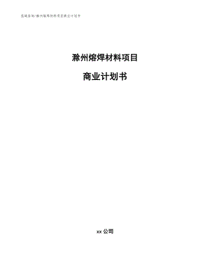滁州熔焊材料项目商业计划书（范文模板）