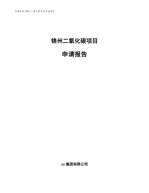锦州二氧化碳项目申请报告【参考模板】