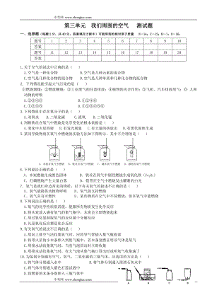 物理同步練習(xí)題考試題試卷教案第三單元我們周圍的空氣測(cè)試題