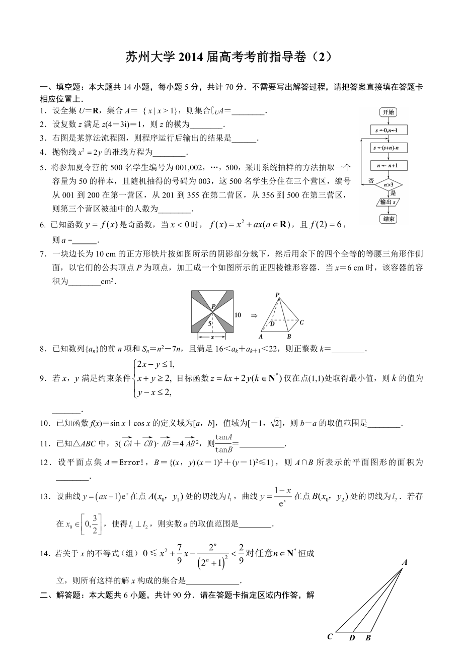 苏州大学高考考前指导卷2定稿_第1页