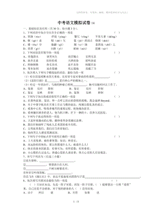 中考语文模拟试卷(17)