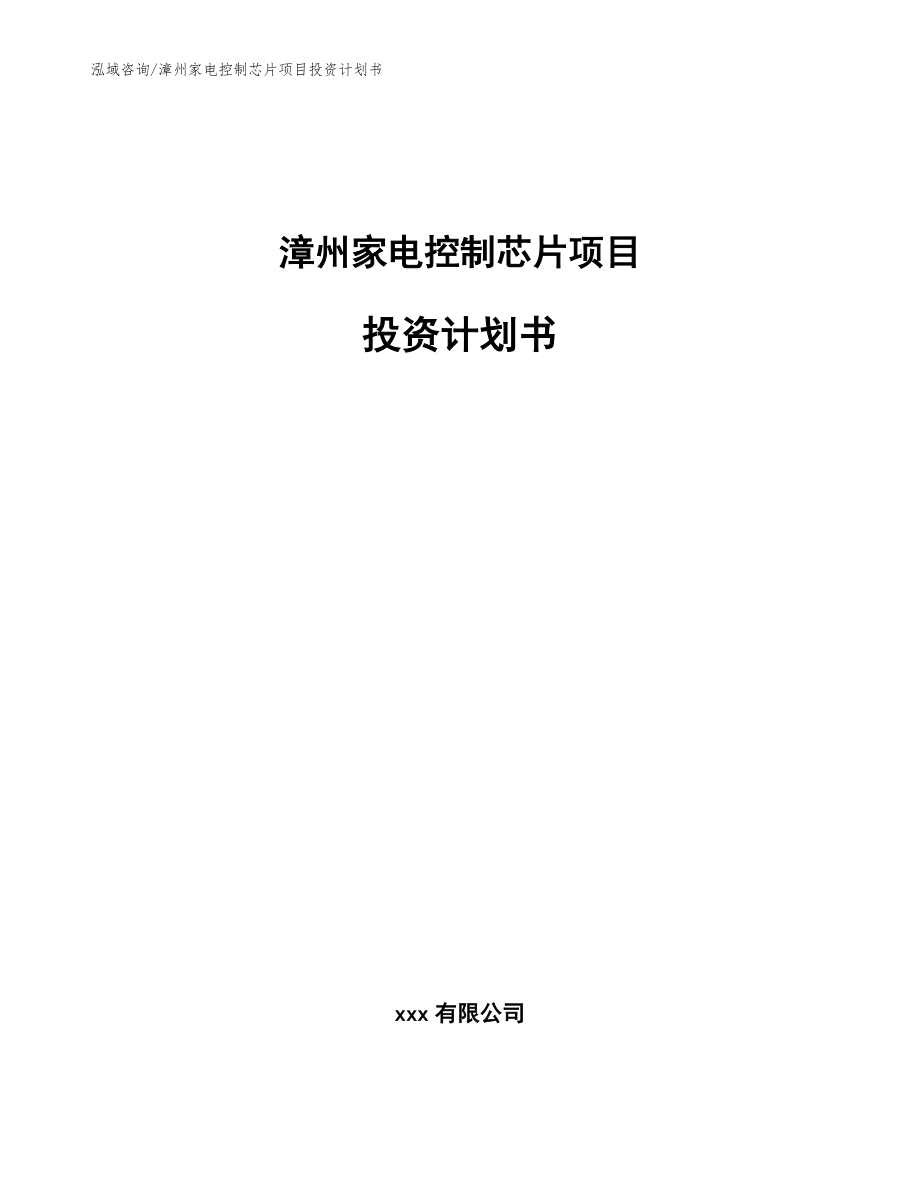 漳州家电控制芯片项目投资计划书【范文模板】_第1页