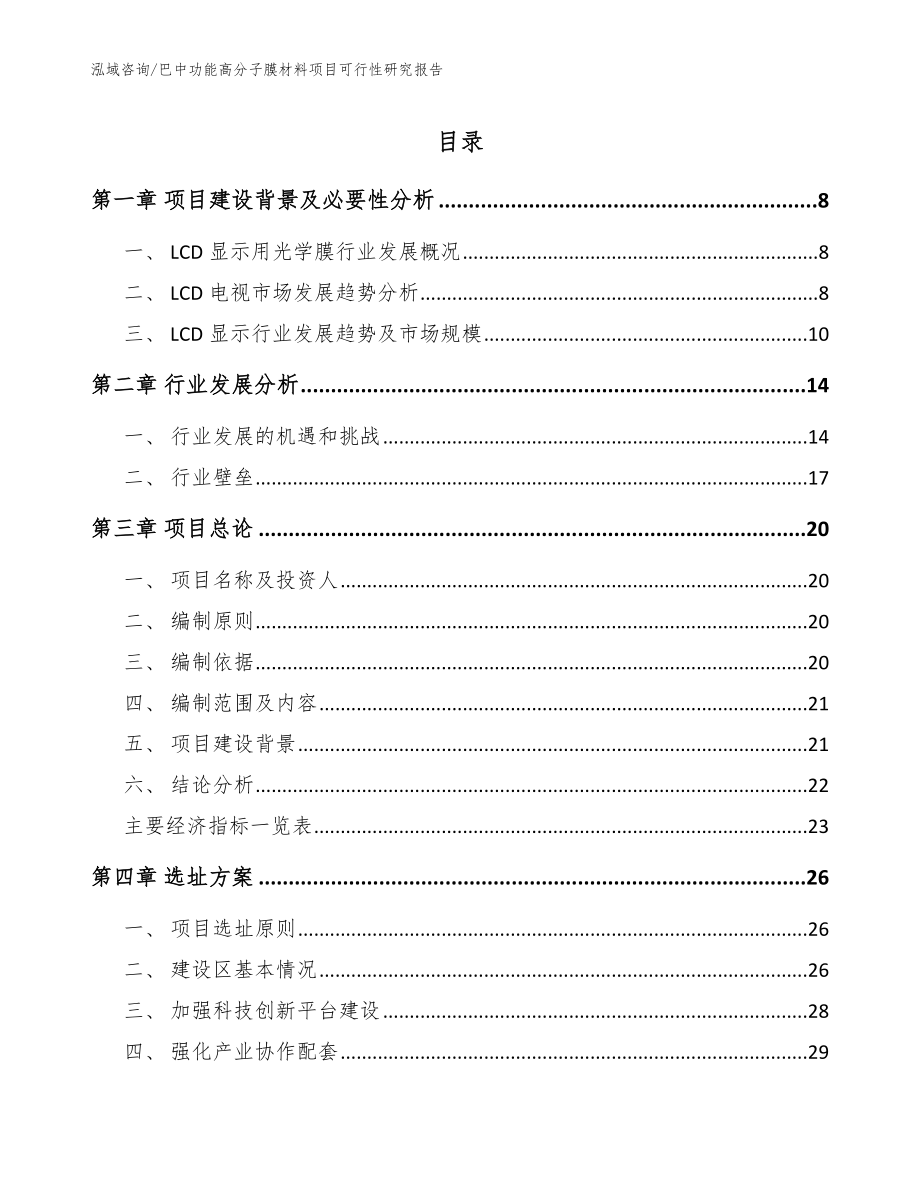 巴中功能高分子膜材料项目可行性研究报告_参考模板_第1页