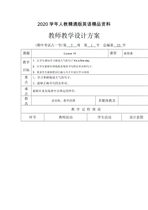 人教版精通英語四上Unit 4 How’s the weather today教案