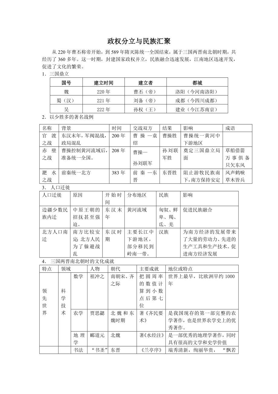 第四单元政权分立与民族汇聚_第1页