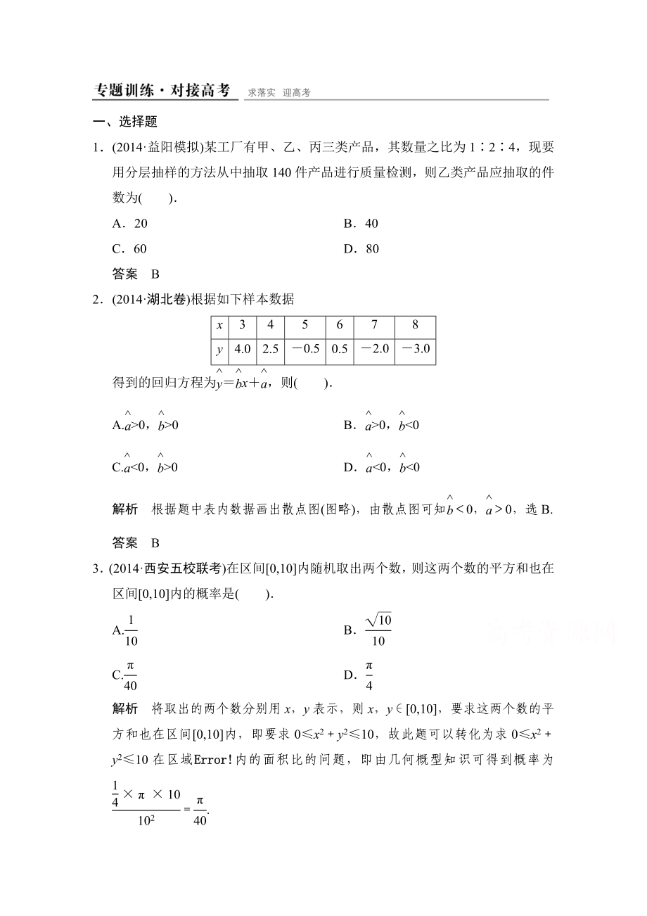 【创新设计】高考数学鲁闽皖京渝津文科大二轮总复习：第1部分专题6第1讲 专题训练 Word版含解析_第1页